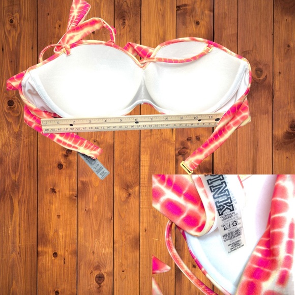 PINK l 3-way Sash tie l Bikini Top l Gorgeous Orange / Pink l Padded l L l EUC - Picture 7 of 12